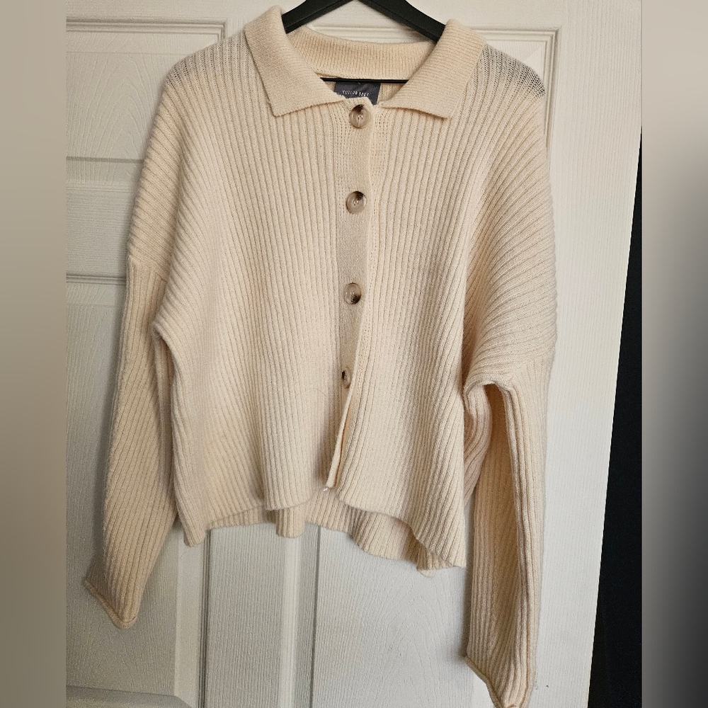 Elegant Cream Button-Up Cardigan